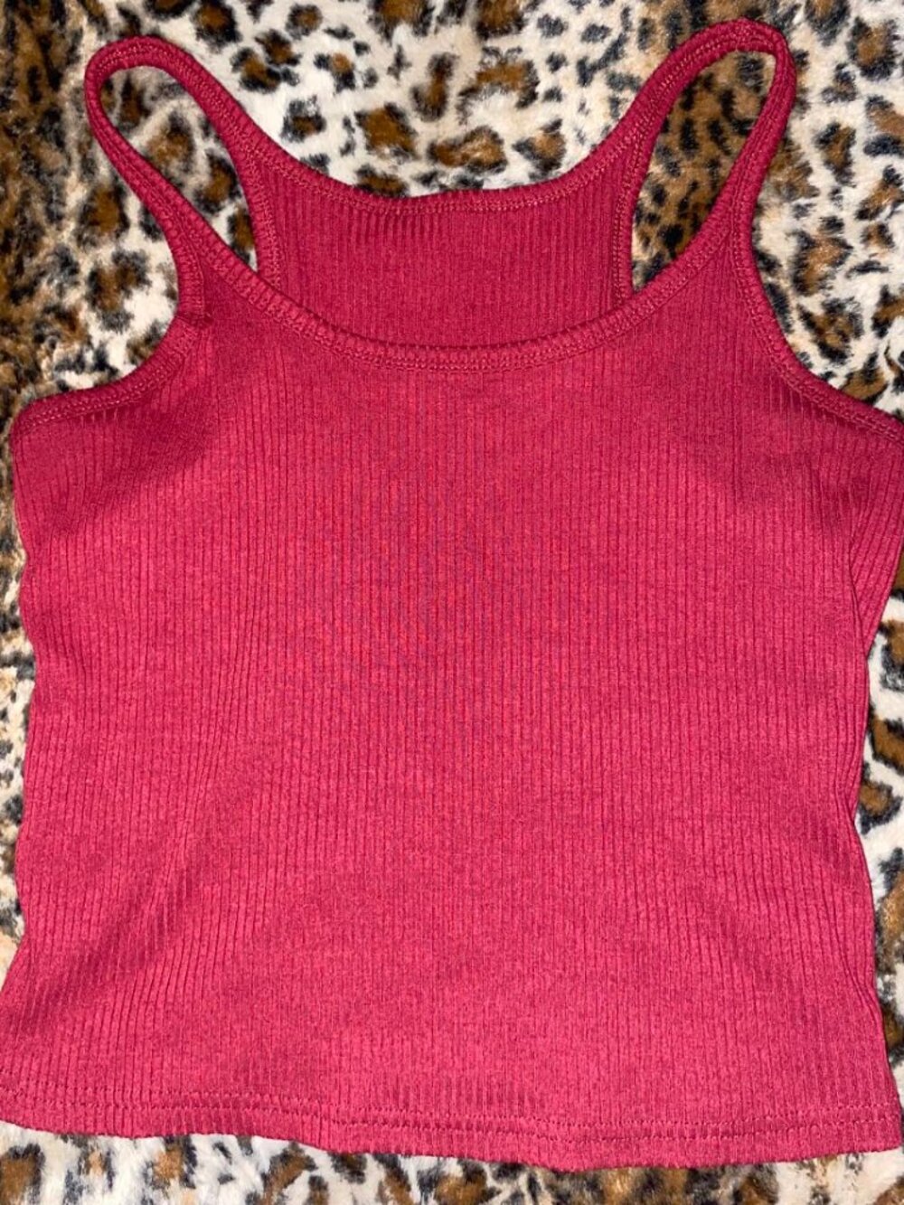 ❤️ Burgundy Ribbed Cropped Cami Tank Top Y2K Coquette